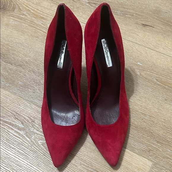 BCBGeneration Bold Red Velvet Heels - Picture 1 of 4